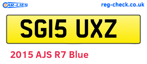 SG15UXZ are the vehicle registration plates.