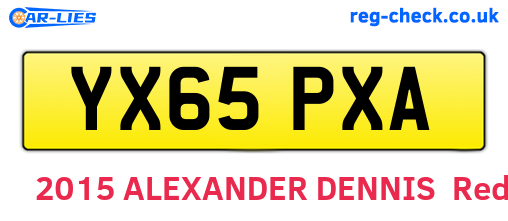 YX65PXA are the vehicle registration plates.