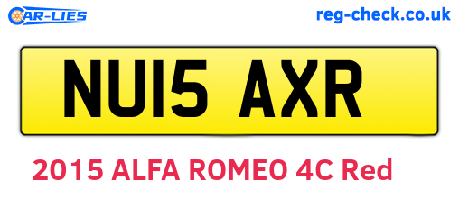 NU15AXR are the vehicle registration plates.