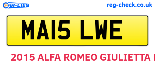 MA15LWE are the vehicle registration plates.