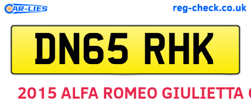 DN65RHK are the vehicle registration plates.