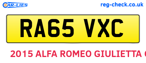 RA65VXC are the vehicle registration plates.