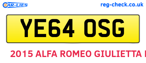 YE64OSG are the vehicle registration plates.