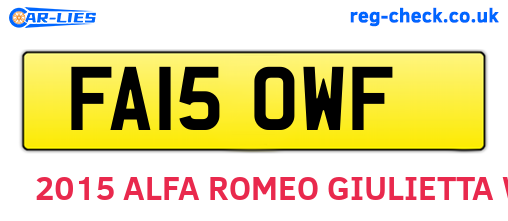 FA15OWF are the vehicle registration plates.