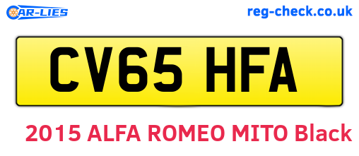 CV65HFA are the vehicle registration plates.