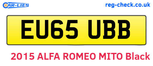 EU65UBB are the vehicle registration plates.