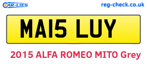 MA15LUY are the vehicle registration plates.