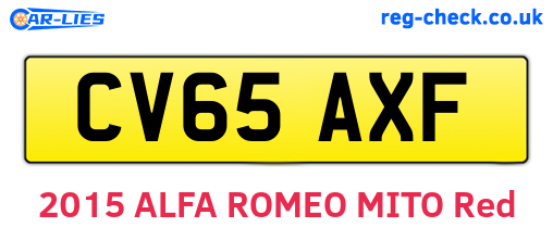 CV65AXF are the vehicle registration plates.