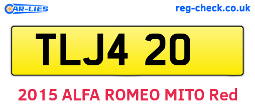 TLJ420 are the vehicle registration plates.