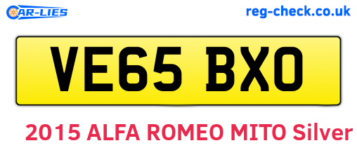 VE65BXO are the vehicle registration plates.