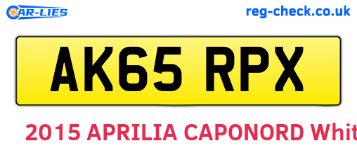 AK65RPX are the vehicle registration plates.
