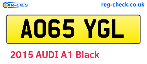 AO65YGL are the vehicle registration plates.