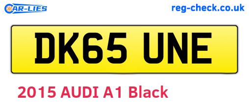 DK65UNE are the vehicle registration plates.