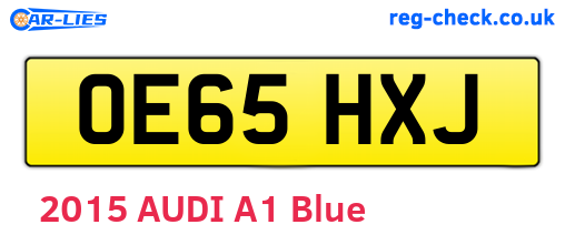 OE65HXJ are the vehicle registration plates.