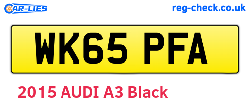 WK65PFA are the vehicle registration plates.