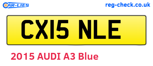 CX15NLE are the vehicle registration plates.