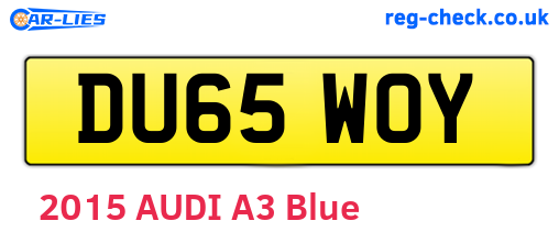 DU65WOY are the vehicle registration plates.