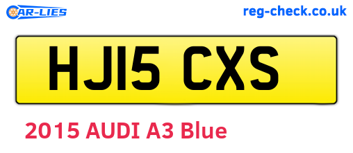 HJ15CXS are the vehicle registration plates.