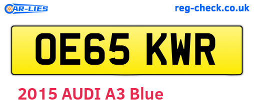 OE65KWR are the vehicle registration plates.