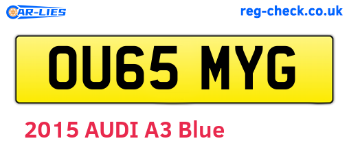 OU65MYG are the vehicle registration plates.