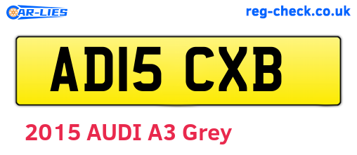 AD15CXB are the vehicle registration plates.