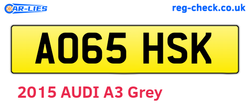 AO65HSK are the vehicle registration plates.