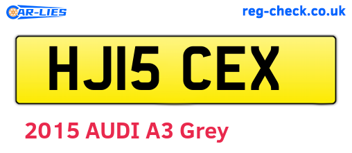 HJ15CEX are the vehicle registration plates.