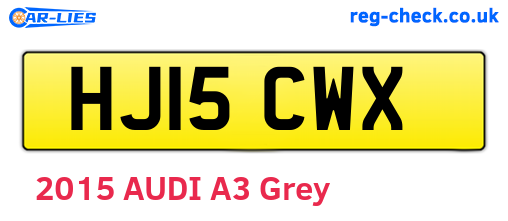 HJ15CWX are the vehicle registration plates.