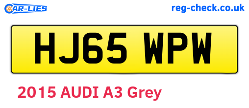 HJ65WPW are the vehicle registration plates.