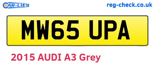MW65UPA are the vehicle registration plates.
