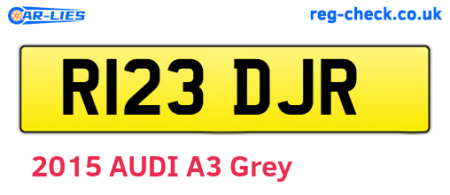 R123DJR are the vehicle registration plates.