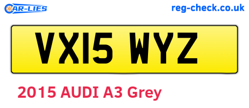 VX15WYZ are the vehicle registration plates.