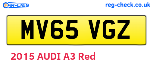 MV65VGZ are the vehicle registration plates.