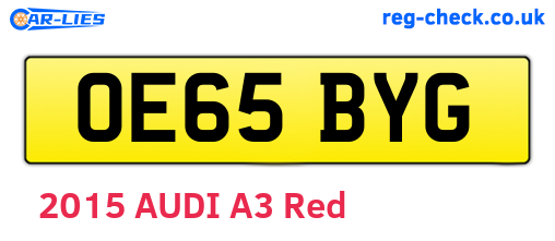 OE65BYG are the vehicle registration plates.