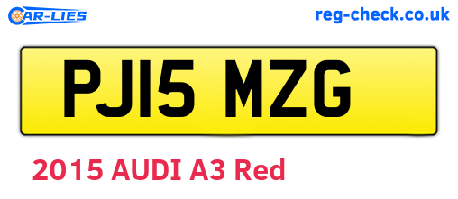 PJ15MZG are the vehicle registration plates.