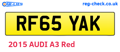 RF65YAK are the vehicle registration plates.