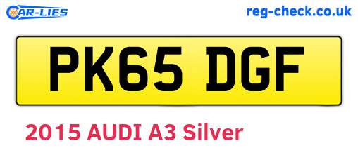 PK65DGF are the vehicle registration plates.