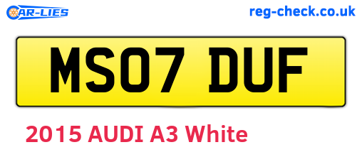 MS07DUF are the vehicle registration plates.