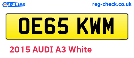 OE65KWM are the vehicle registration plates.
