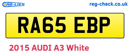 RA65EBP are the vehicle registration plates.