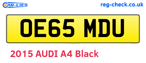 OE65MDU are the vehicle registration plates.