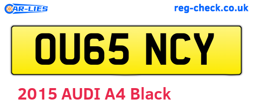 OU65NCY are the vehicle registration plates.