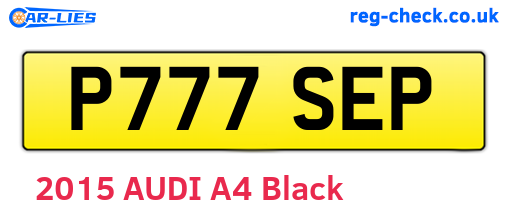P777SEP are the vehicle registration plates.