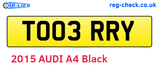 TO03RRY are the vehicle registration plates.