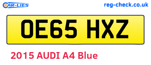 OE65HXZ are the vehicle registration plates.