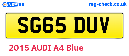 SG65DUV are the vehicle registration plates.