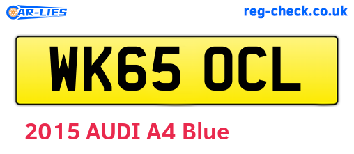 WK65OCL are the vehicle registration plates.