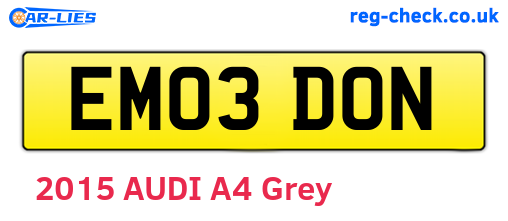 EM03DON are the vehicle registration plates.