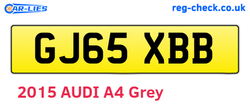 GJ65XBB are the vehicle registration plates.