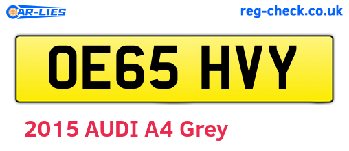 OE65HVY are the vehicle registration plates.